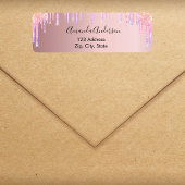 Roze stoffige roos druipt terug adreslabel etiket