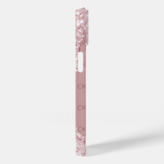 Roze stoffige roos monogram initialen druppels Case-Mate iPhone case (Achterkant / Rechts)