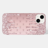 Roze stoffige roos monogram initialen druppels Case-Mate iPhone case (Achterkant (horizontaal))