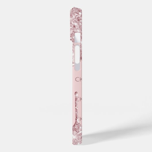 Roze stoffige roos monogram initialen druppels Case-Mate iPhone case (Achterkant / Links)