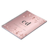 Roze stoffige roos monogram sparkle stars notitieboek (Linkerzijde)