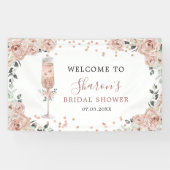 Roze Stoffige Rozen bloemblaadjes en Prosecco Grot Spandoek (Horizontaal)