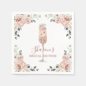 Roze stoffige Rozen bloemblaadjes en Prosecco papi Servet (Voorkant)