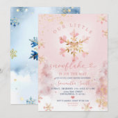 Roze stoffige winter kleine sneeuwvlok op de weg kaart (Voorkant / Achterkant)