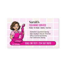 Roze Stofzuiger Cartoon Schoonmaakster QR Huishoud