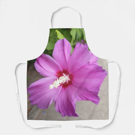 Roze stokroos bloemen schort (Voorkant)