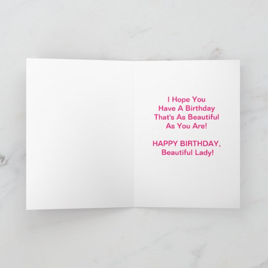 Roze Stokroos, de Mooie Dame van de Verjaardag Kaart (Binnen)
