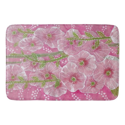 Roze stokroos Malva bloem bloemschildering Badmat (Voorkant)