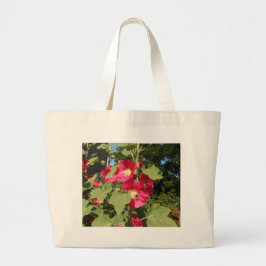 Roze stokrozen grote tote bag