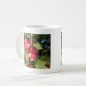 Roze stokrozen koffiemok (Voorkant links)