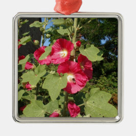 Roze stokrozen metalen ornament