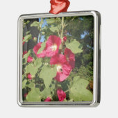 Roze stokrozen metalen ornament (Links)