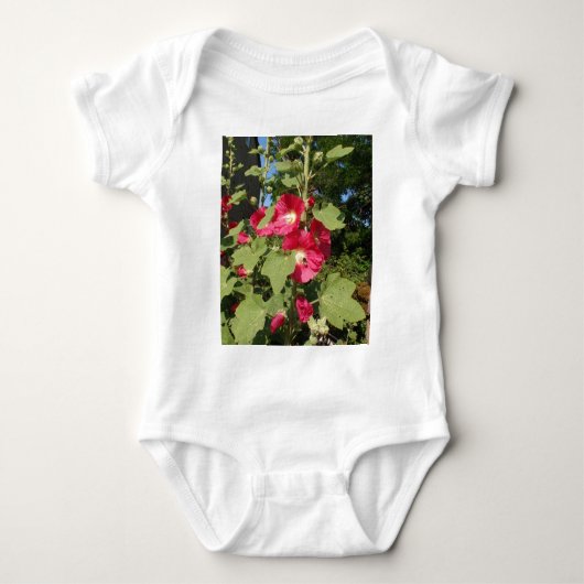 Roze stokrozen romper (Voorkant)