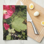 Roze stokrozen theedoek (Quarter Fold)