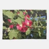 Roze stokrozen theedoek (Horizontaal)