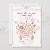 Roze Stomp en Roar Dinosaurus Verjaardag Kaart (Voorkant)