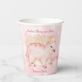 Roze Stomp en Roar Dinosaurus Verjaardag Papieren Bekers