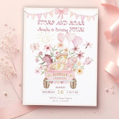 Roze Stomp en Roar Vierde Dinosaurus Verjaardag Briefkaart