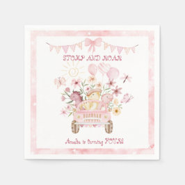 Roze Stomp en Roar Vierde Dinosaurus Verjaardag Servet