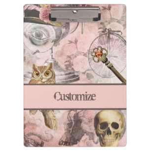 Roze stoomstalen Punk Retro Gothic Owl Keys Klembord
