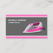 Roze Stoomstrijkijzer Wasserij Strijkservice Visitekaartje (Voorkant)