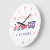 Roze Stoomtrein Kinderen Meisje Nursery Klok (Hoek)