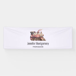 Roze Stoomtrein Stijl Business Spandoek