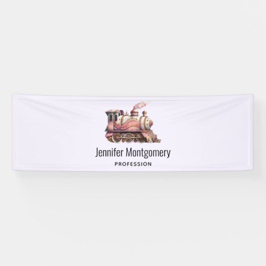 Roze Stoomtrein Stijl Business Spandoek (Horizontaal)