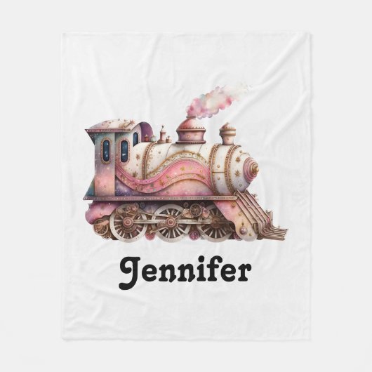 Roze Stoomtrein  Stijl Fleece Deken (Voorkant)