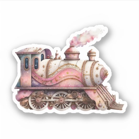 Roze Stoomtrein  Stijl Sticker (Voorkant)