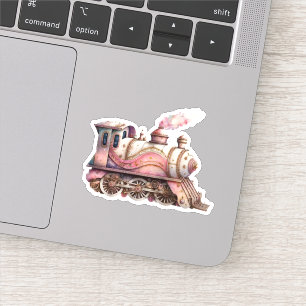 Roze Stoomtrein Stijl Sticker