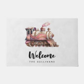 Roze Stoomtrein  Stijl Welkom Deurmat (Voorkant)