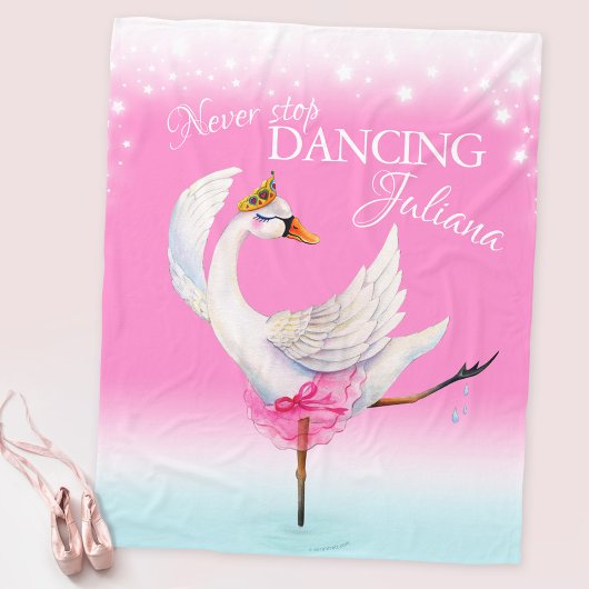 Roze stopt nooit met dansen ballerina swan douanen fleece deken