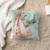  Roze Stork Baby Girl Nursery Kussens (Deken)