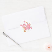 Roze Stork Baby Girl Ronde Sticker (Envelop)