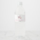 Roze Stork Cloud Baby shower Waterfles Etiket (Voorkant)
