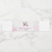 Roze Stork Cloud Baby shower Waterfles Etiket (Enkel label)