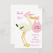 Roze Stork EOS lip balm baby shower voor kaart (Voorkant / Achterkant)