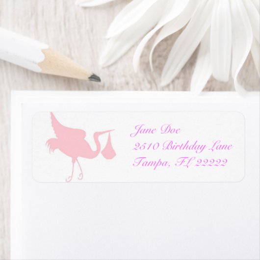 Roze Stork Etiket (Insitu)