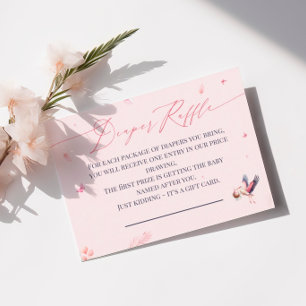Roze Stork Luier Raffle Informatiekaartje