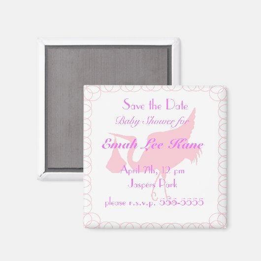 Roze Stork Magneet (Voorkant / Achterkant)