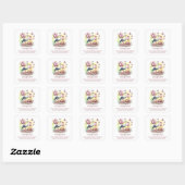 Roze Stork Meisje Adoptie Baby shower Dank u Vierkante Sticker (Vel)
