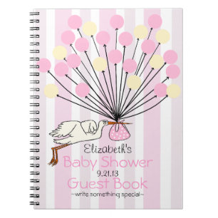 Roze storm met ballonnen Baby shower gastboek - Notitieboek