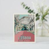 Roze Straat, Cais do Sodré, Lissabon - Charmant Briefkaart (Staand voorkant)