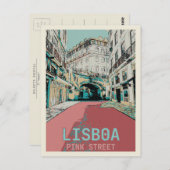 Roze Straat, Cais do Sodré, Lissabon - Charmant Briefkaart (Voorkant / Achterkant)