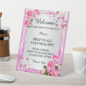 Roze stralen en parelveiligheid reclamebord met voetstuk (Insitu)