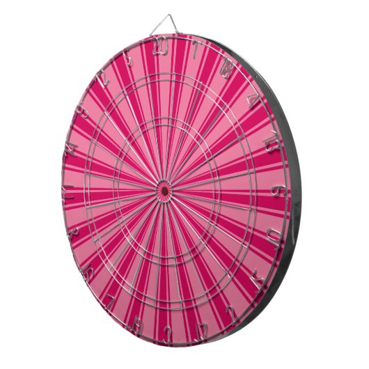 Roze stralen retro funky sun strepen dartbord (Voorkant Rechts)