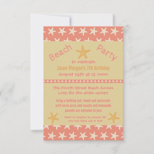 Roze strand - 3x5Birthday Party nodigt uit Kaart (Voorkant)