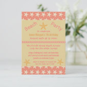 Roze strand - 3x5Birthday Party nodigt uit Kaart (Staand voorkant)