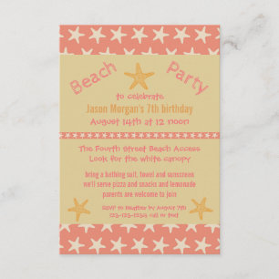 Roze strand - 3x5Birthday Party nodigt uit Kaart